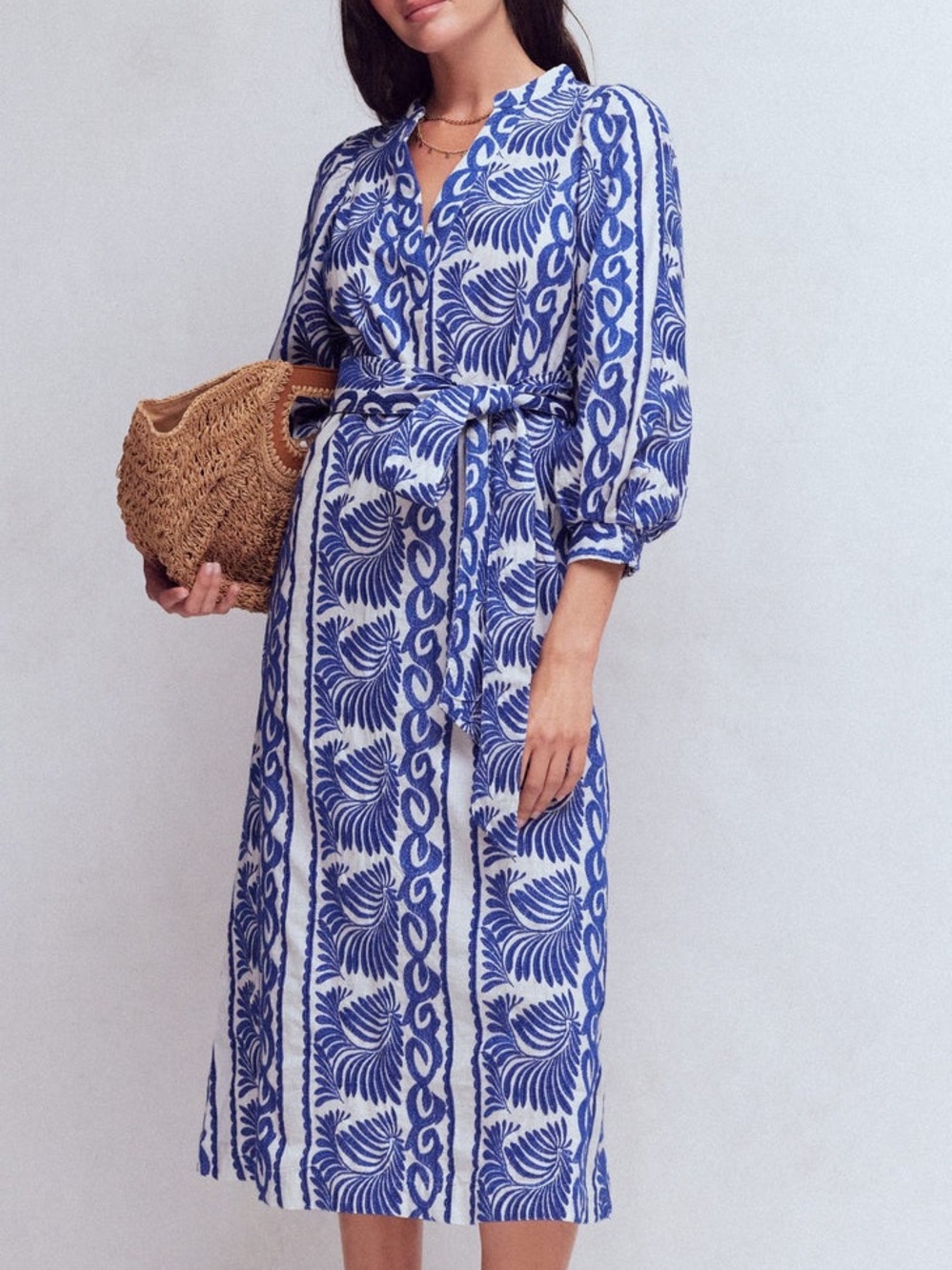 🏷️ New Boden Octavia dress blue white embroidered size 4P